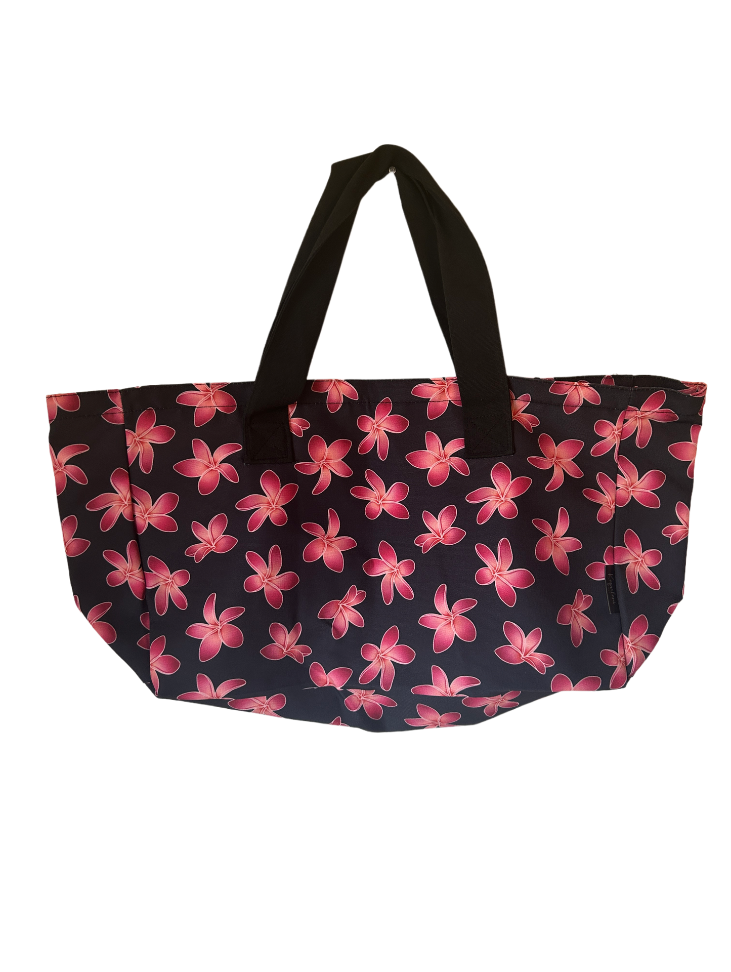 Black plumeria Canvas Tote w/zipper