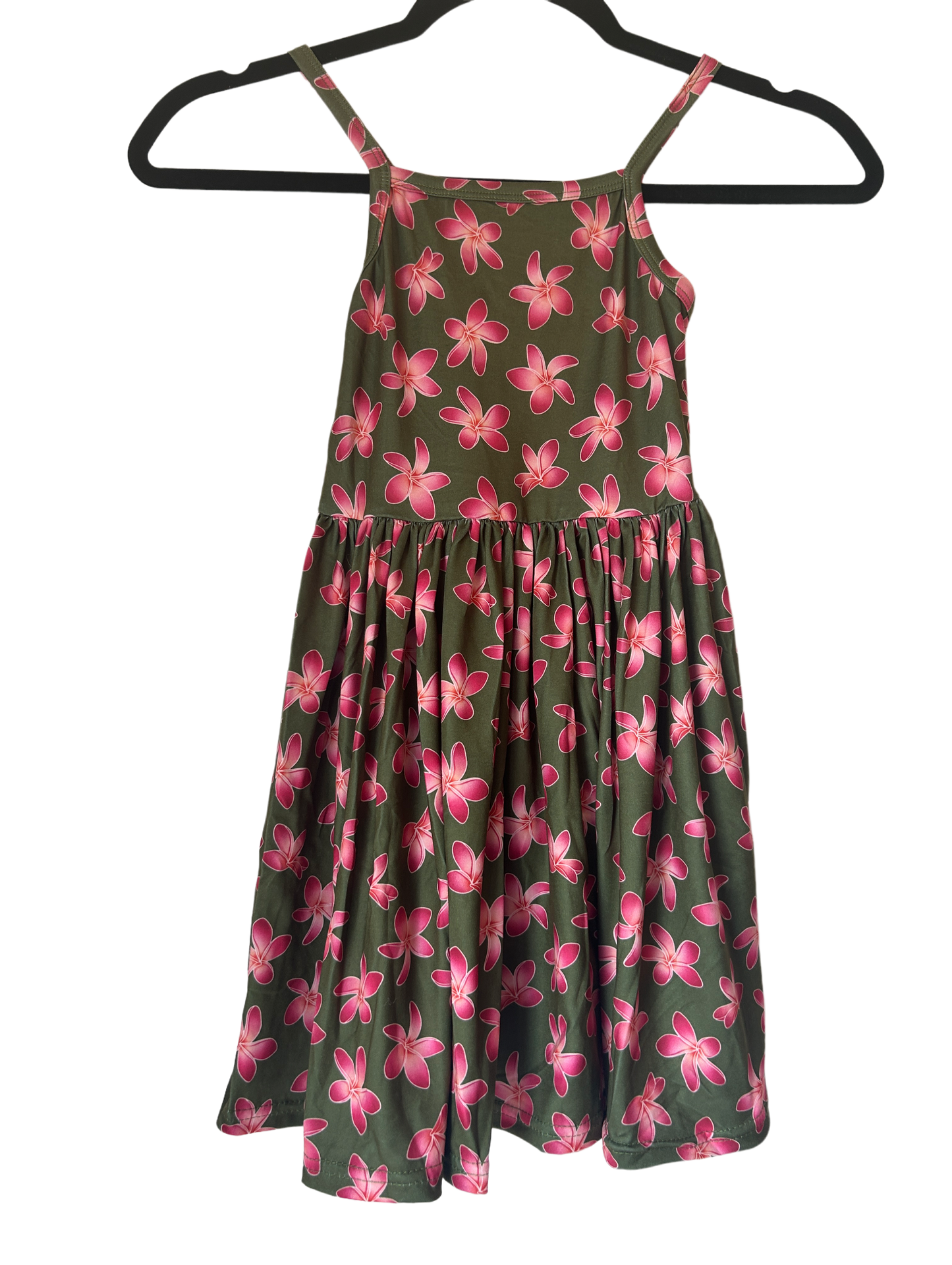 Keiki dress - green plumeria print