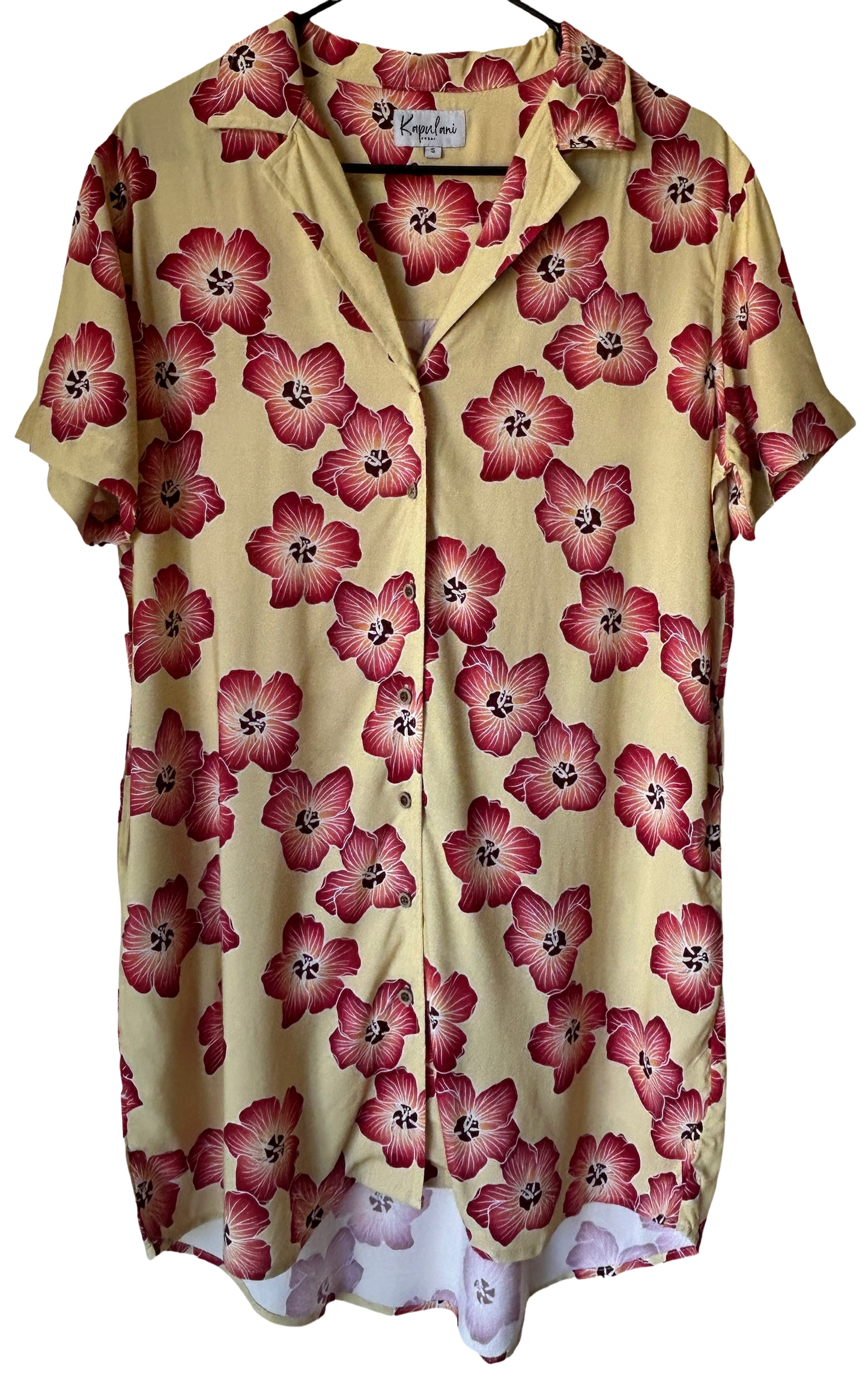 Aloha Shirt dress - yellow Hau print