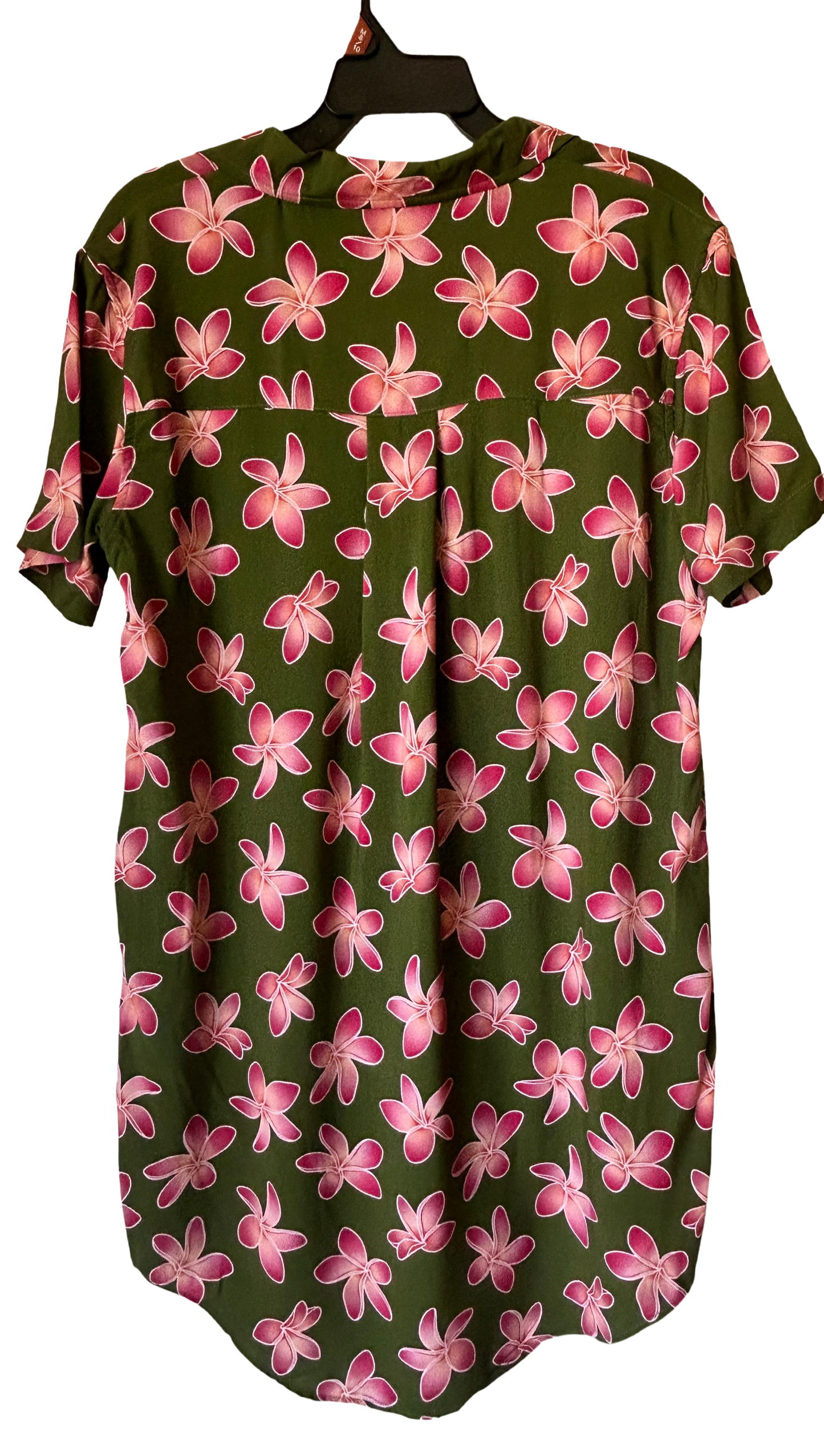 Aloha shirt dress-green plumeria print